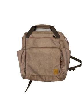 (RFB3) Lassig Baby Diaper Bag Backpack w Changing Pad Brown Multi Pocket Unisex